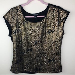 Forever 21 Gold Foil Black shirt - Size S
